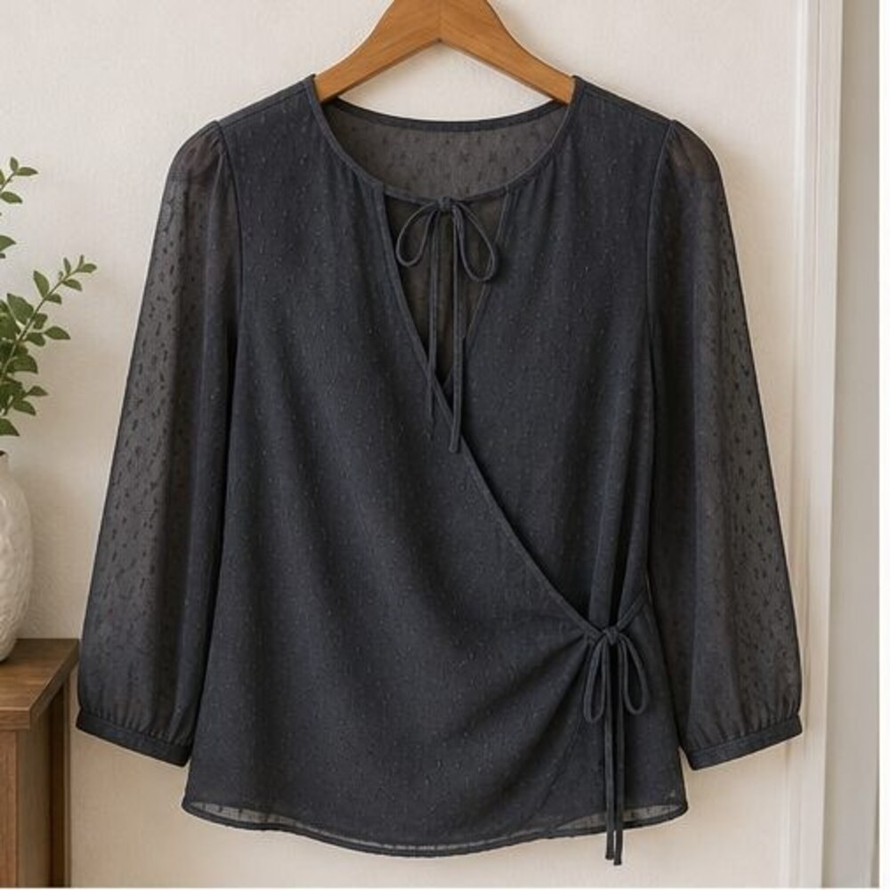 Charcoal Wrap Blouse